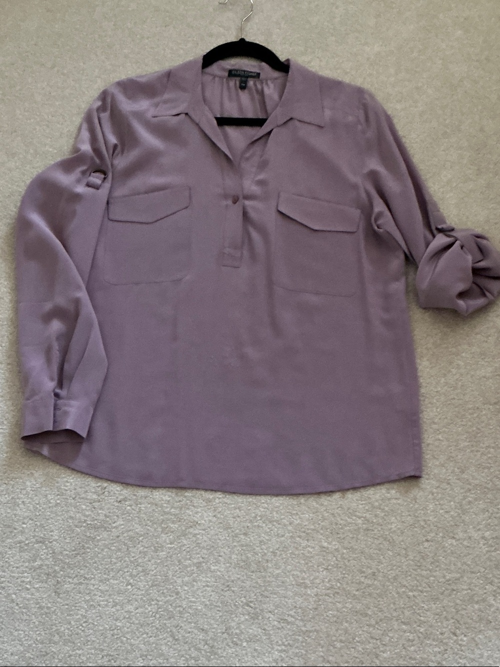 Eileen Fisher Lavender Collared Silk Shirt
